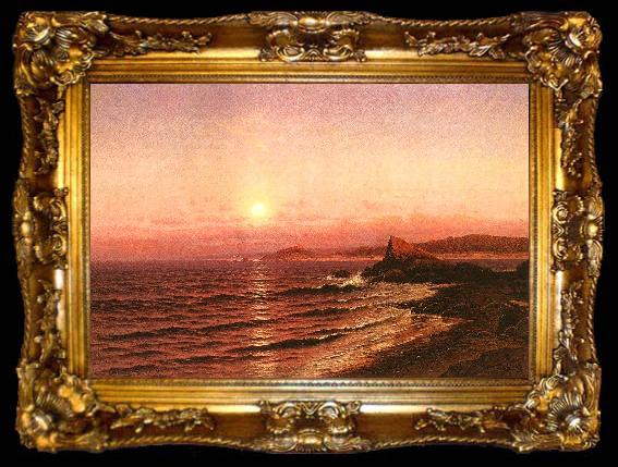 framed  Raymond D Yelland Moonrise over Seacost at Pacific Grove, ta009-2